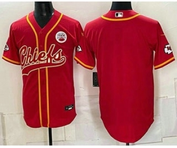Men's Kansas City Chiefs Blank Red Cool Base Stitched Baseball Jersey