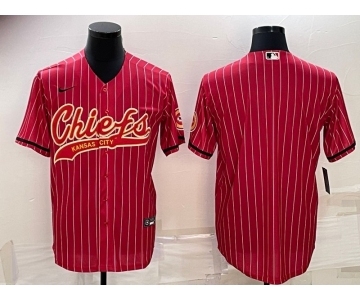 Men's Kansas City Chiefs Blank Red With Patch Cool Base Stitched Baseball Jersey