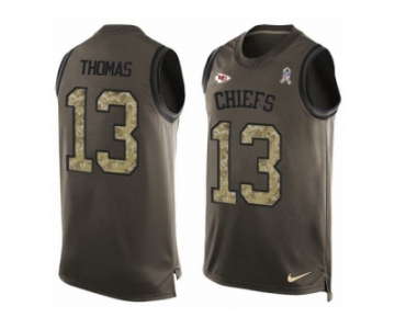 Men's Nike Kansas City Chiefs #13 De'Anthony Thomas Limited Green Salute to Service Tank Top NFL Jersey
