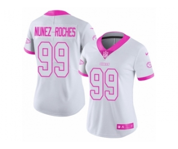 Women Nike Kansas City Chiefs #99 Rakeem Nunez-Roches Limited White Pink Rush Fashion NFL Jersey