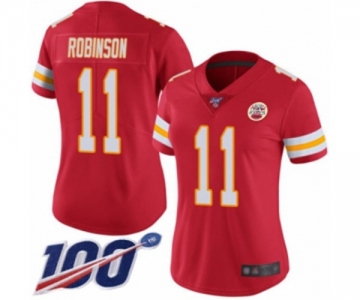 Women's Kansas City Chiefs #11 Demarcus Robinson Red Team Color Vapor Untouchable Limited Player 100th Season Football Jersey