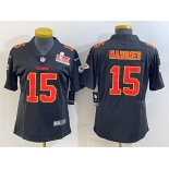 Women's Kansas City Chiefs #15 Patrick Mahomes Black 2025 Super Bowl LIX Patch Vapor Untouchable Limited Stitched Football Jersey