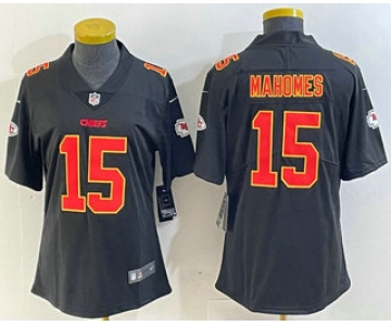 Women's Kansas City Chiefs #15 Patrick Mahomes Black Fashion Vapor Limited Stitched Jersey