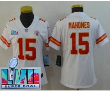 Women's Kansas City Chiefs #15 Patrick Mahomes Limited White Super Bowl LVII Vapor Jersey