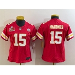Women's Kansas City Chiefs #15 Patrick Mahomes Red 2025 Super Bowl LIX Patch F.U.S.E. Vapor Untouchable Limited Stitched Football Jersey