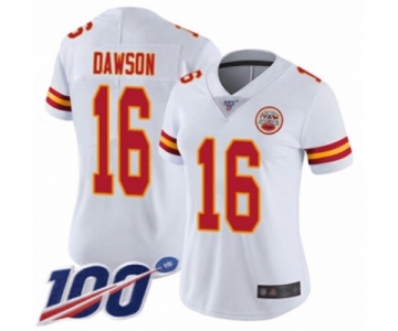 Women's Kansas City Chiefs #16 Len Dawson White Vapor Untouchable Limited Player 100th Season Football Jersey