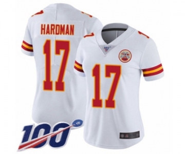 Women's Kansas City Chiefs #17 Mecole Hardman White Vapor Untouchable Limited Player 100th Season Football Jersey