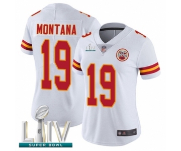 Women's Kansas City Chiefs #19 Joe Montana White Vapor Untouchable Limited Player Super Bowl LIV Bound Football Jersey