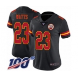 Women's Kansas City Chiefs #23 Armani Watts Limited Black Rush Vapor Untouchable 100th Season Football Jersey