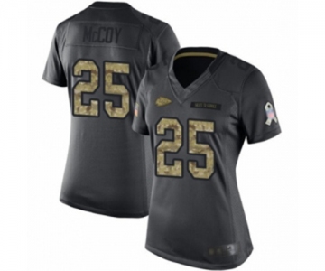 Women's Kansas City Chiefs #25 LeSean McCoy Limited Black 2016 Salute to Service Football Jersey