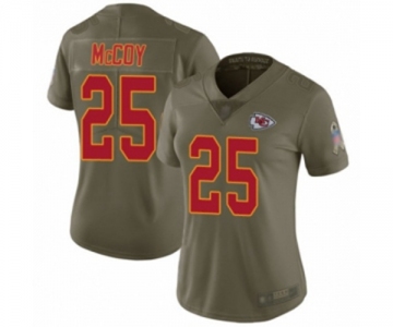 Women's Kansas City Chiefs #25 LeSean McCoy Limited Olive 2017 Salute to Service Football Jersey