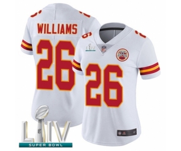 Women's Kansas City Chiefs #26 Damien Williams White Vapor Untouchable Limited Player Super Bowl LIV Bound Football Jersey