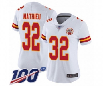 Women's Kansas City Chiefs #32 Tyrann Mathieu White Vapor Untouchable Limited Player 100th Season Football Jersey