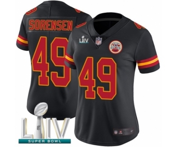 Women's Kansas City Chiefs #49 Daniel Sorensen Limited Black Rush Vapor Untouchable Super Bowl LIV Bound Football Jersey