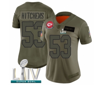 Women's Kansas City Chiefs #53 Anthony Hitchens Limited Olive 2019 Salute to Service Super Bowl LIV Bound Football Jersey
