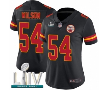 Women's Kansas City Chiefs #54 Damien Wilson Limited Black Rush Vapor Untouchable Super Bowl LIV Bound Football Jersey