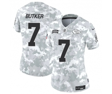 Women's Kansas City Chiefs #7 Harrison Butker 2024 F.U.S.E Arctic Camo Salute To Service Limited Stitched Football Jersey