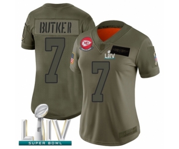 Women's Kansas City Chiefs #7 Harrison Butker Limited Olive 2019 Salute to Service Super Bowl LIV Bound Football Jersey