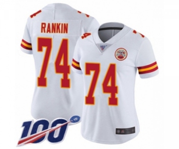 Women's Kansas City Chiefs #74 Martinas Rankin White Vapor Untouchable Limited Player 100th Season Football Jersey