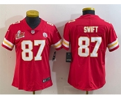 Women's Kansas City Chiefs #87 Taylor Swift Red 2025 Super Bowl LIX Patch Vapor Untouchable Limited Stitched Football Jersey