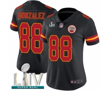 Women's Kansas City Chiefs #88 Tony Gonzalez Limited Black Rush Vapor Untouchable Super Bowl LIV Bound Football Jersey