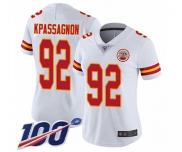 Women's Kansas City Chiefs #92 Tanoh Kpassagnon White Vapor Untouchable Limited Player 100th Season Football Jersey