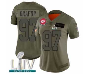 Women's Kansas City Chiefs #97 Alex Okafor Limited Olive 2019 Salute to Service Super Bowl LIV Bound Football Jersey