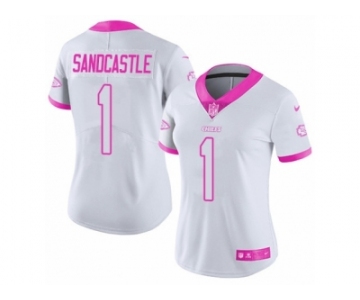 Women's Nike Kansas City Chiefs #1 Leon Sandcastle Limited White Pink Rush Fashion NFL Jersey