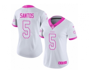 Women's Nike Kansas City Chiefs #5 Cairo Santos Limited White Pink Rush Fashion NFL Jersey