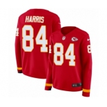 Women's Nike Kansas City Chiefs #84 Demetrius Harris Limited Red Therma Long Sleeve NFL Jersey