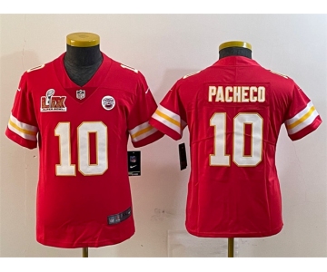 Youth Kansas City Chiefs #10 Isiah Pacheco Red 2025 Super Bowl LIX Patch Vapor Untouchable Limited Stitched Football Jersey