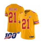 Youth Kansas City Chiefs #21 Bashaud Breeland Limited Gold Inverted Legend 100th Season Football Jersey