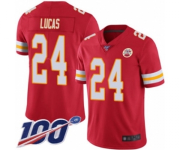 Youth Kansas City Chiefs #24 Jordan Lucas Red Team Color Vapor Untouchable Limited Player 100th Season Football Jersey