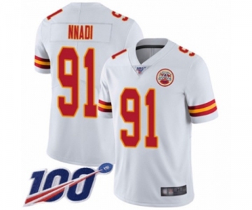 Youth Kansas City Chiefs #91 Derrick Nnadi White Vapor Untouchable Limited Player 100th Season Football Jersey