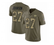 Youth Nike Kansas City Chiefs #27 Larry Johnson Limited Olive Camo 2017 Salute to Service NFL Jersey