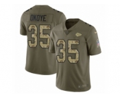 Youth Nike Kansas City Chiefs #35 Christian Okoye Limited Olive Camo 2017 Salute to Service NFL Jersey