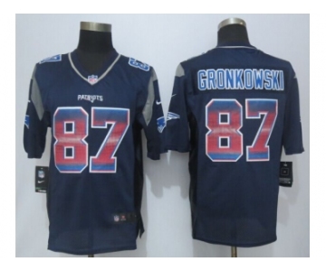 2015 new nike new england patriots #87 gronkowski navy blue strobe jerseys[limited]