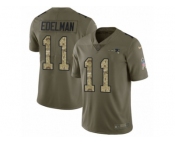 Men Nike New England Patriots #11 Julian Edelman Limited Olive Camo 2017 Salute to Service NFL Jersey