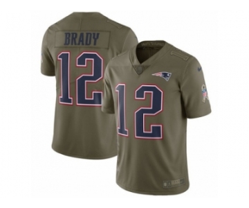 Men Nike New England Patriots #12 Tom Brady Limited Olive 2017 Salute to Service NFL Jersey