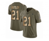 Men Nike New England Patriots #21 Malcolm Butler Limited Olive Gold 2017 Salute to Service NFL Jersey