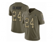 Men Nike New England Patriots #24 Stephon Gilmore Limited Olive Camo 2017 Salute to Service NFL Jersey