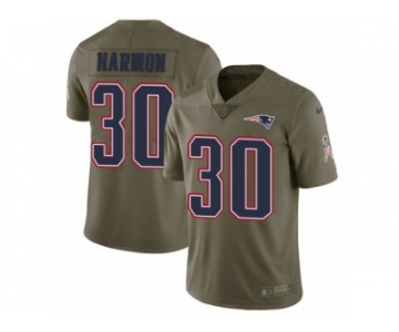 Men Nike New England Patriots #30 Duron Harmon Limited Olive 2017 Salute to Service NFL Jersey