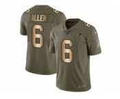Men Nike New England Patriots #6 Ryan Allen Limited Olive Gold 2017 Salute to Service NFL Jersey