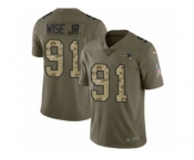 Men Nike New England Patriots #91 Deatrich Wise Jr Limited Olive Camo 2017 Salute to Service NFL Jersey