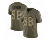 Men Nike New England Patriots #98 Trey Flowers Limited Olive Camo 2017 Salute to Service NFL Jersey