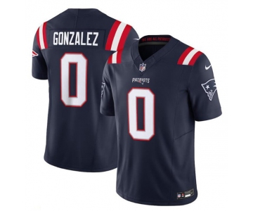 Men's New England Patriots #0 Christian Gonzalez Navy 2025 F.U.S.E. Vapor Limited Football Stitched Jersey
