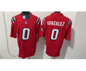 Men's New England Patriots #0 Christian Gonzalez Red F.U.S.E. Vapor Limited Football Stitched Jersey