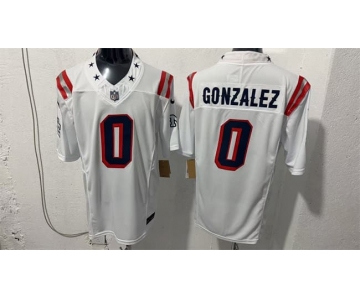 Men's New England Patriots #0 Christian Gonzalez White F.U.S.E. Vapor Limited Football Stitched Jersey