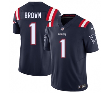 Men's New England Patriots #1 A.J. Brown Navy 2026 Draft F.U.S.E. Vapor Limited Football Stitched Jersey