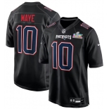 Men's New England Patriots #10 Drake Maye Black 2025 Super Bowl LX Patch Carbon Fashion Stitched Game Jersey